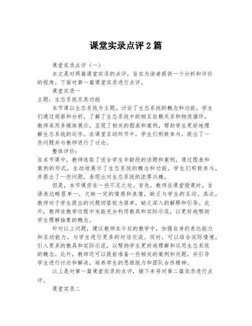 课堂实录点评2篇