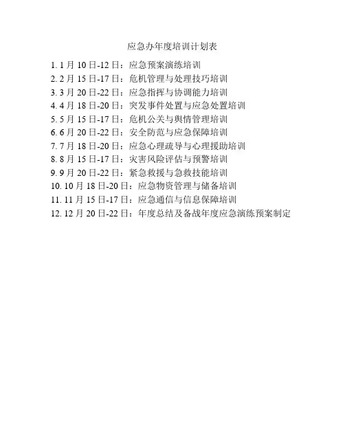 应急办年度培训计划表