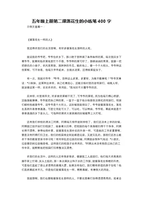 五年级上册第二课落花生的小练笔400字