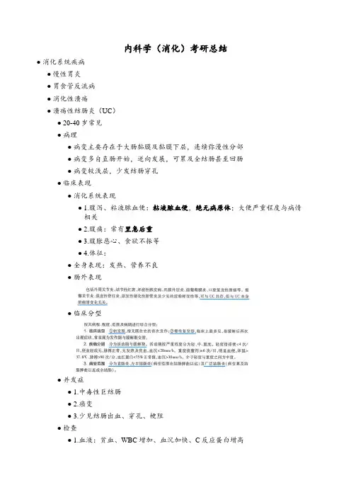 内科学(消化)考研总结