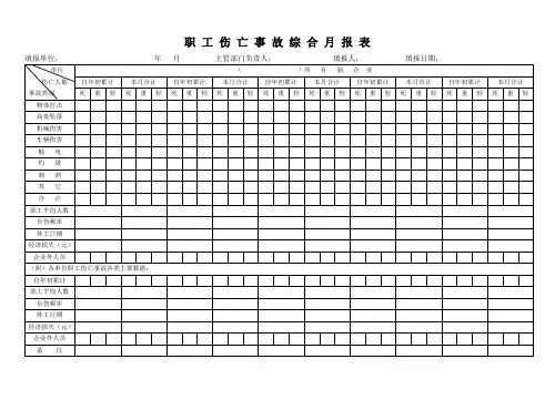 职工伤亡事故综合月报表