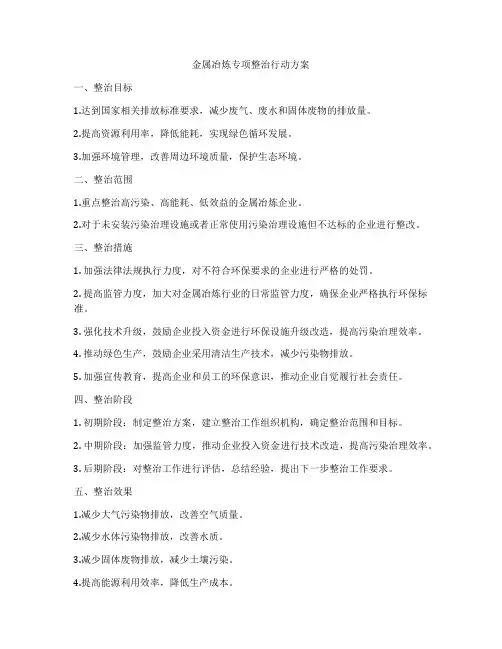 金属冶炼专项整治行动方案