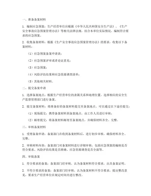 应急预案备案申请流程