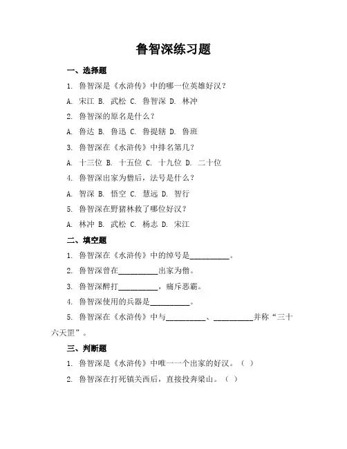 鲁智深练习题