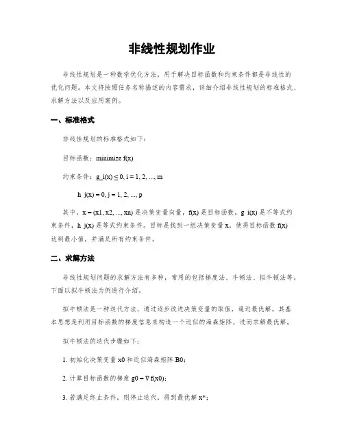 非线性规划作业