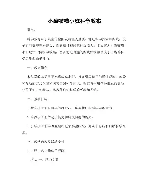 小猫喵喵小班科学教案