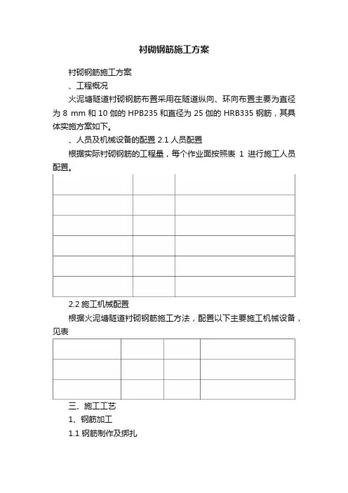 衬砌钢筋施工方案