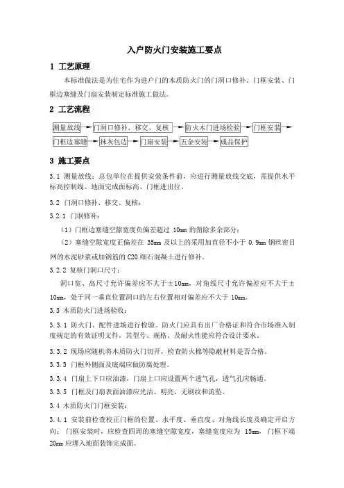 入户门、防火门、室内门做法要点