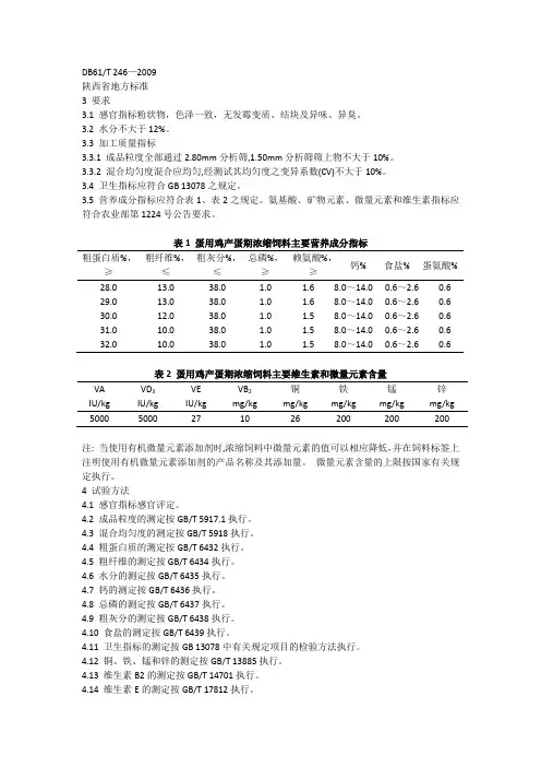 蛋鸡饲料主要营养成分配比