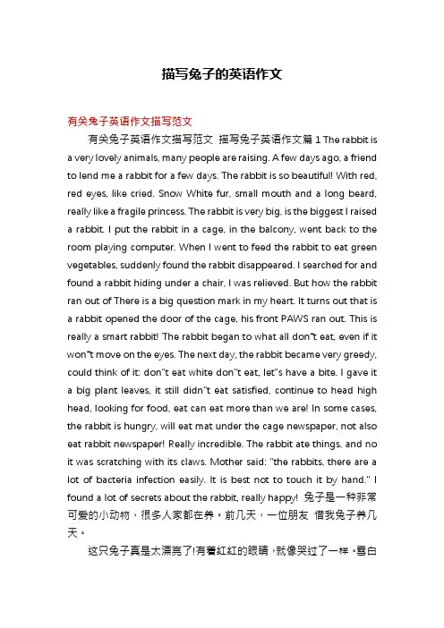 描写兔子的英语作文