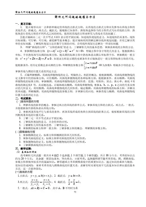解析几何问题的题型与方法