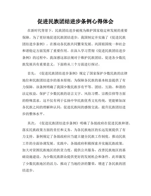 促进民族团结进步条例心得体会