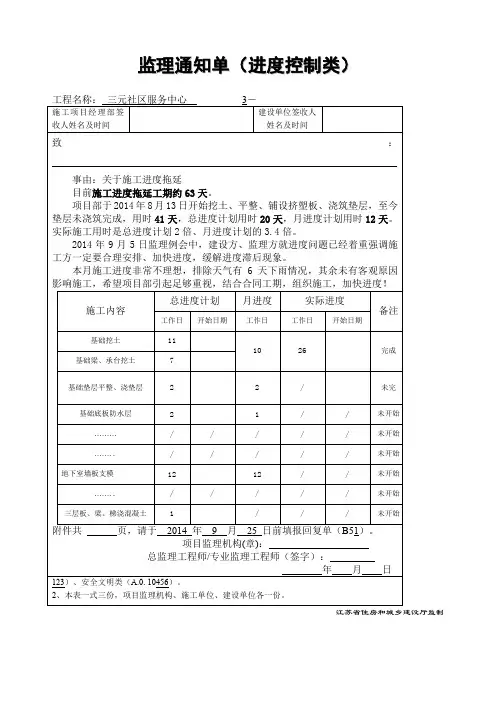 监理通知单进度类
