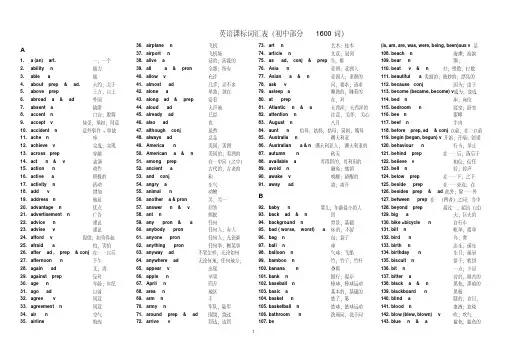 初中英语中考1600词
