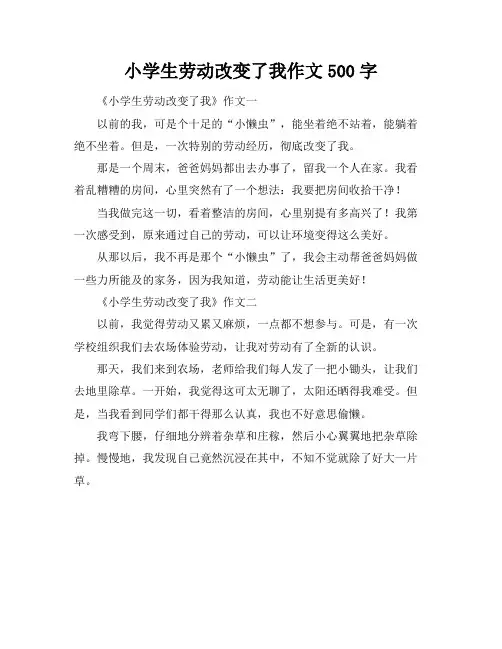 小学生劳动改变了我作文500字