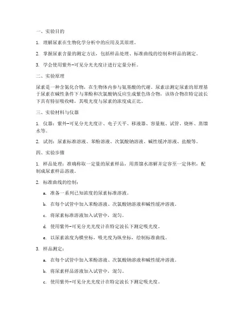 尿素法测定实验报告