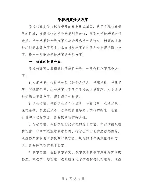 学校档案分类方案