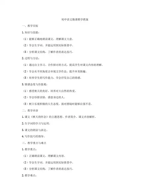 初中语文微课教学教案