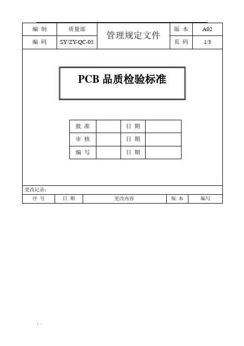 PCB品质检验标准