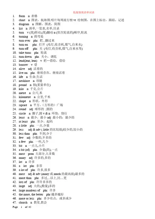 初中英语单词表词性词义分类