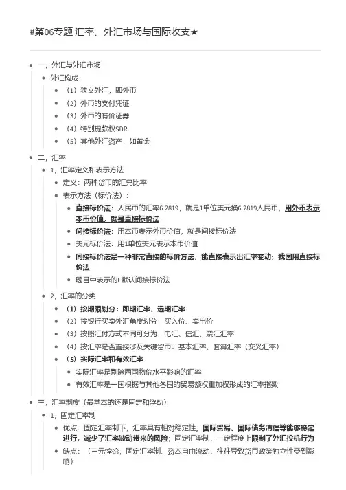 《货币金融学》米什金 第06专题 汇率、外汇市场与国际收支