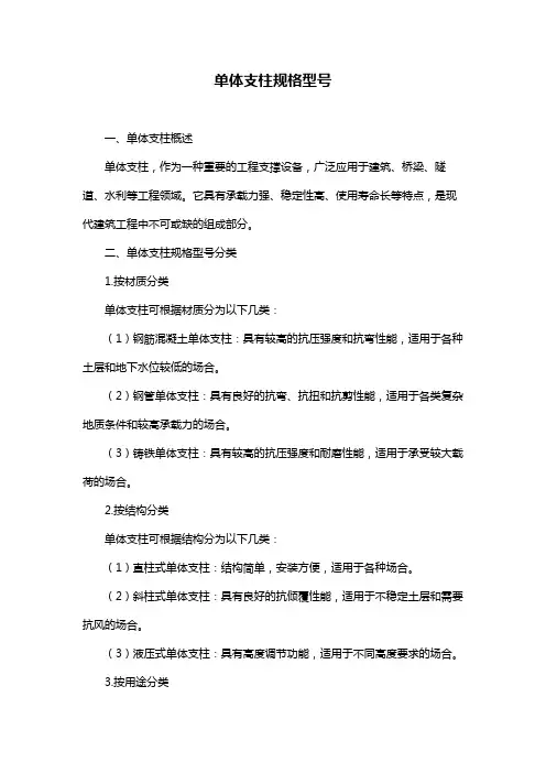 单体支柱规格型号