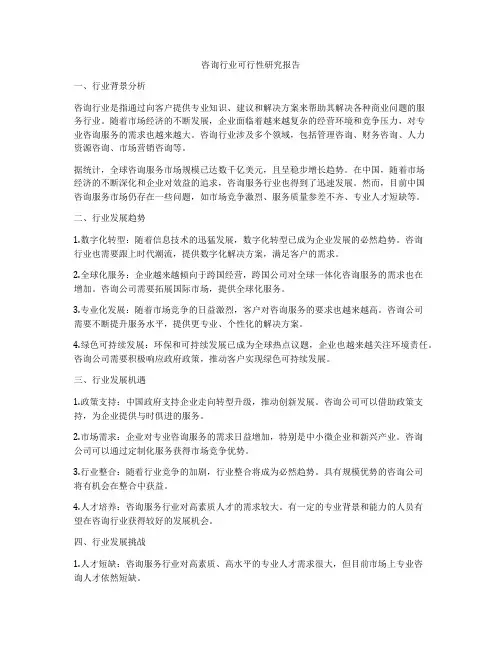 咨询行业可行性研究报告