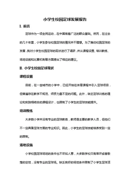 小学生校园足球发展报告