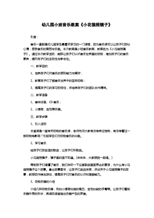 幼儿园小班音乐教案《小花猫照镜子》