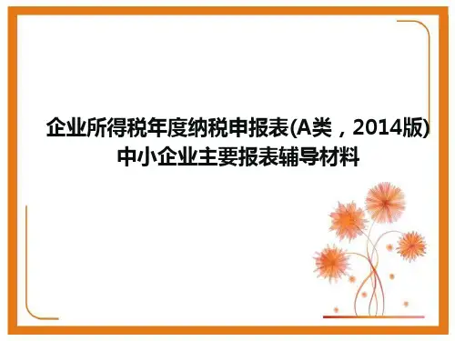 企业所得税年度纳税申报表(A类,2014版)中小企业主要报