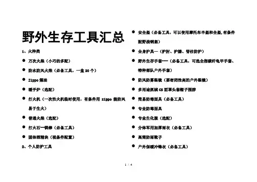 野外生存工具汇总