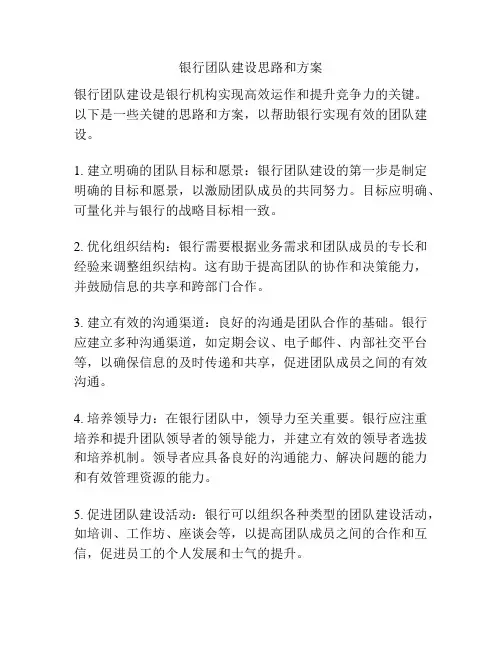 银行团队建设思路和方案