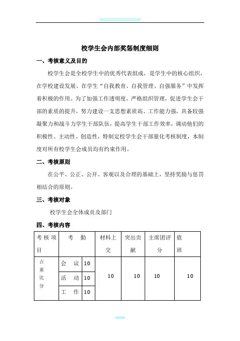 校学生会内部考核奖惩制度