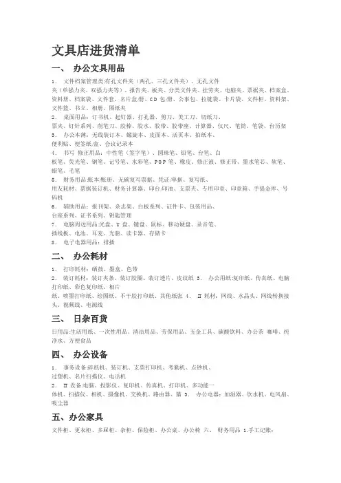 文具店进货清单【范本模板】