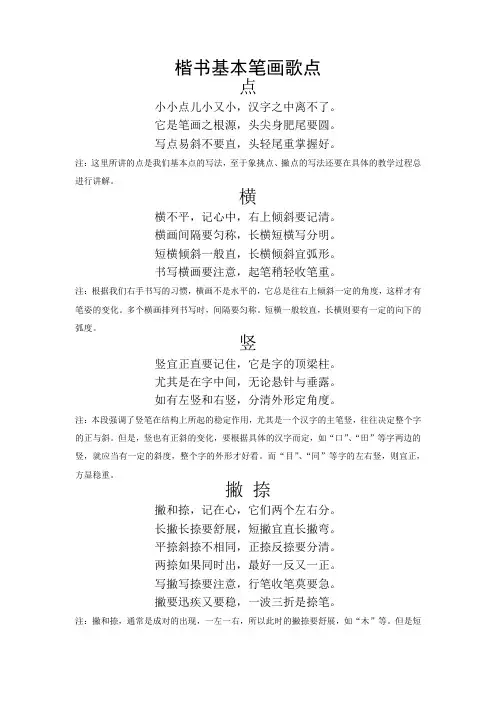 楷书基本笔画歌点