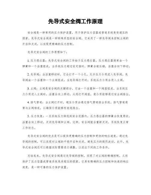 先导式安全阀工作原理