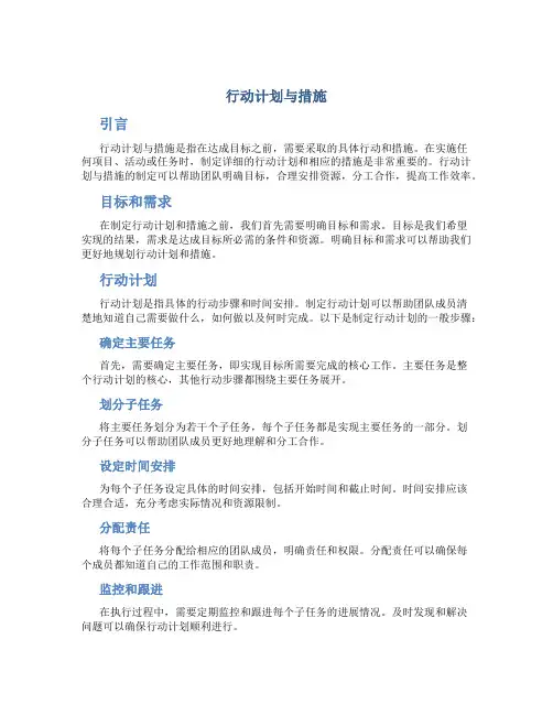 行动计划与措施
