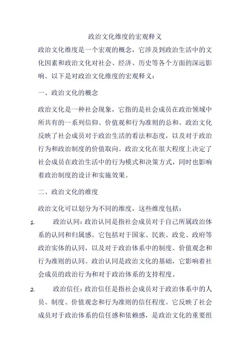 政治文化维度的宏观释义