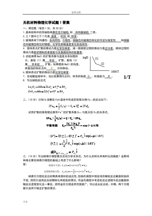 无机材料物理化学精彩试题(改)