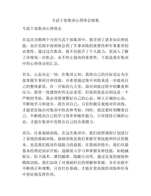 专武干部集训心得体会锦集