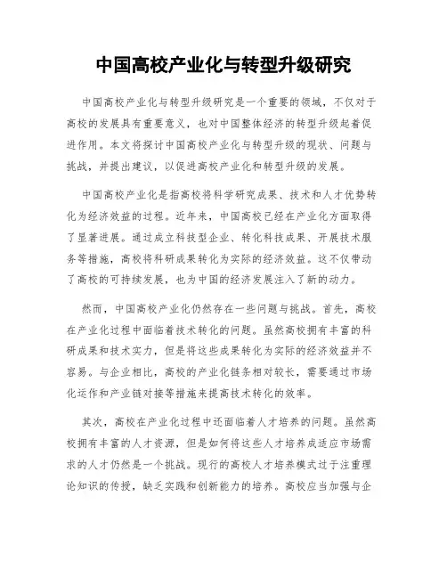 中国高校产业化与转型升级研究