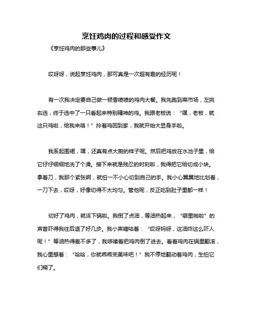 烹饪鸡肉的过程和感受作文