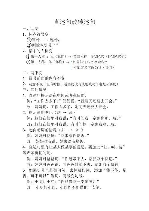 句式转换之直述句变转述句