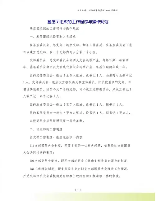 基层团组织的工作程序与操作规范