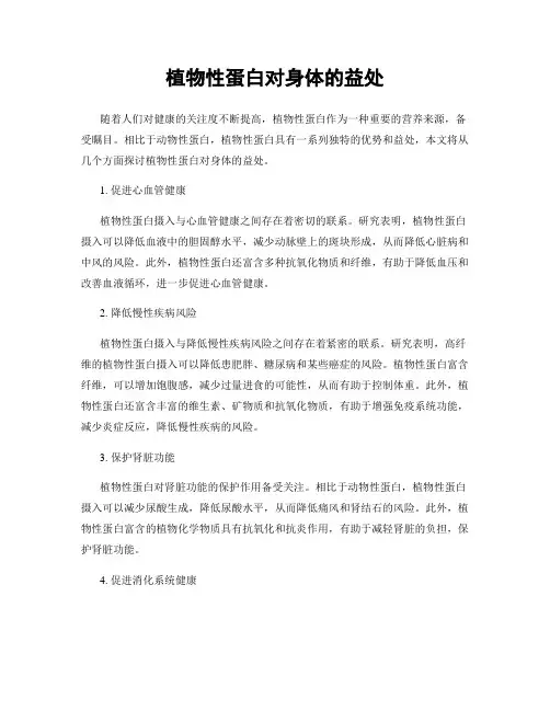植物性蛋白对身体的益处
