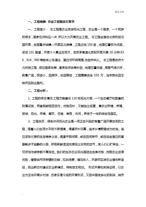 项目融资计划书(通用)
