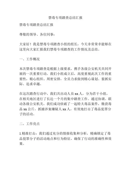 禁毒专项踏查总结汇报