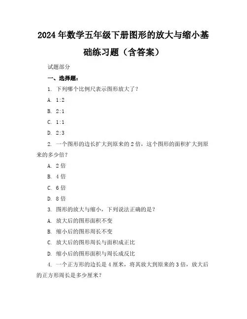 2024年数学五年级下册图形的放大与缩小基础练习题(含答案)