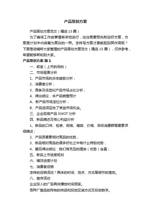 产品策划方案
