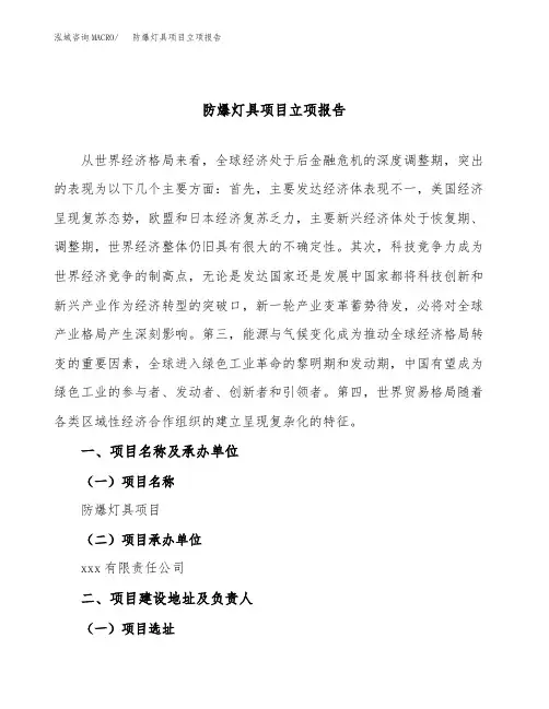防爆灯具项目立项报告